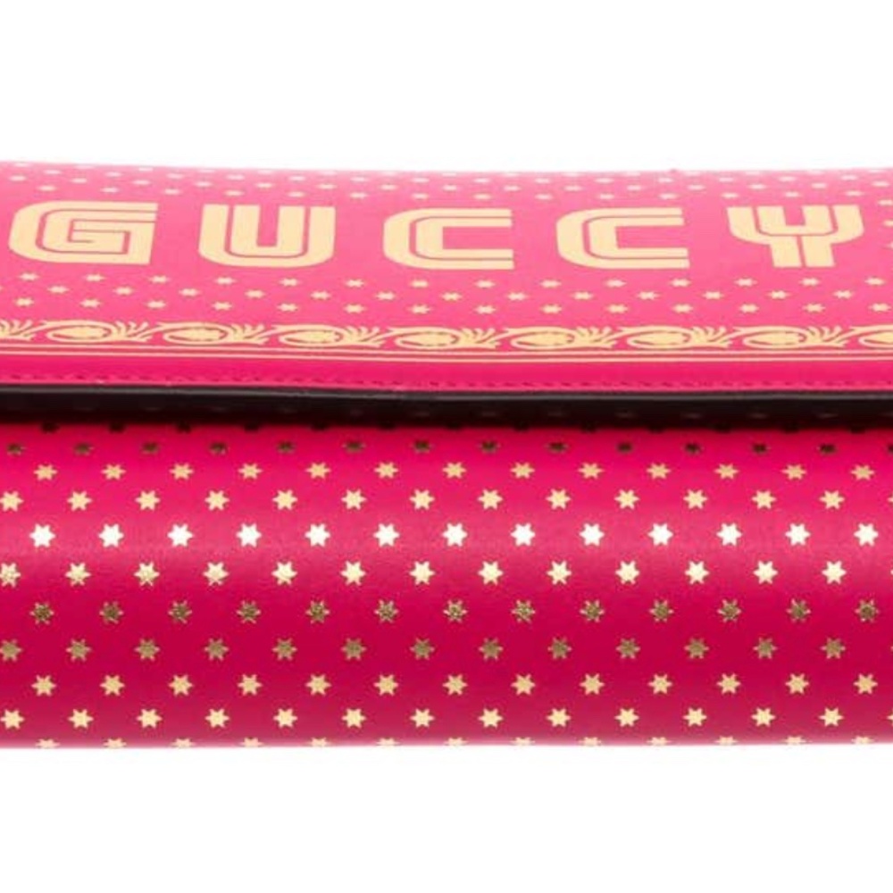 New Authentic Gucci Guccy Logo Moon & Stars Leather Wallet Chain Small P… - Picture 5 of 15